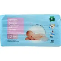Pañal 3-5 kg T2 canales super absorbentes EROSKI, paquete 40 uds