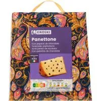 Panettone relleno de pepitas de chocolate EROSKI, caja 750 g