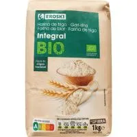 Harina de trigo integral ecológica EROSKI BIO/ECO, paquete 1 kg
