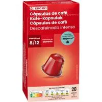 Café descafeinado compatible Nespresso EROSKI, caja 20 uds
