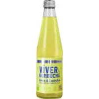 Kombucha de limón y espirulina VIVER KOMBUCHA, botellín 330 ml