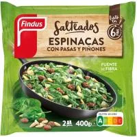 Espinacas con pasas y piñones FINDUS, bolsa 400 g
