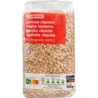 Lenteja rápida EROSKI, paquete 500 g
