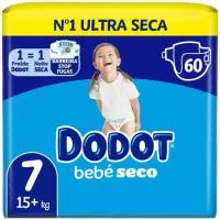 Pañal +15 kg Talla 7 DODOT BEBÉ SECO, paquete 60 uds