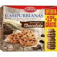 Galleta Campurriana c/ trozos de choco CUÉTARA, caja 350+15% g