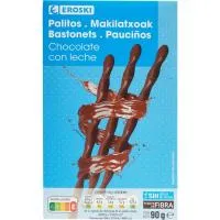 Palitos de chocolate con leche EROSKI, caja 90 g