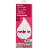 Leche desnatada calcio EROSKI, brik 1 litro