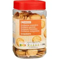 Galleta salada mini cracker EROSKI, bote 350 g