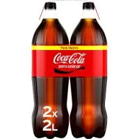 Refresco de cola sin azúcar COCA COLA Zero, pack 2x2 litros