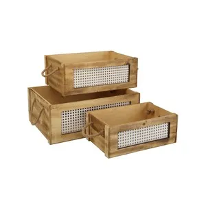 Caja de madera con rejilla tamaño L, VERSA.