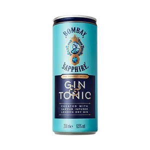 BOMBAY Combinado de Bombay Sapphire London Dry Gin con tónica BOMBAY Sapphire & tonica lata de 250 ml.