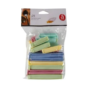 Pack de 6 pinzas sujetabolsas de colores, ACTUEL.