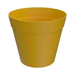 Maceta de 25cm color mostaza fabricada en plástico, GARDEN STAR ALCAMPO.