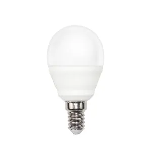 Bombilla Led esférica E14, 4,3W=40W, luz cálida, 470lm, cristal mate, ALCAMPO.