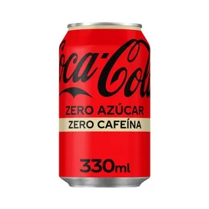 COCA COLA ZERO ZERO Refresco de cola Zero sin azúcar y sin cafeína lata de 330ml