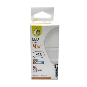 Bombilla LED E14 4,9W=40W, 2700K, 470lm, luz cálida, AUCHAN.