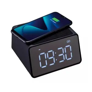 Radio reloj despertador Qilive Q.1825 con alarma dual y cargador por inducción, color negro.