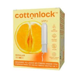 COTTONLOCK Tampones de algodón ecológico, regular, con aplicador 18 uds.