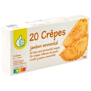 PRODUCTO ECONÓMICO ALCAMPO Crepe de jamón y queso 20 uds. 1 kg.