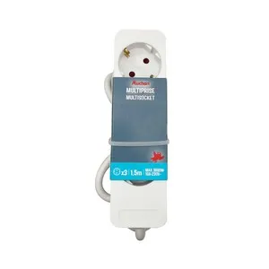 Base múltiple de 3 tomas 1,5m, 16AMP, Schuko AUCHAN.