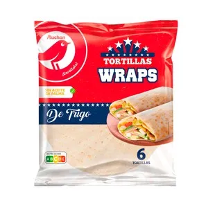 PRODUCTO ALCAMPO Tortillas de trigo Wraps PRODUCTO ALCAMPO 6 uds 375 g.