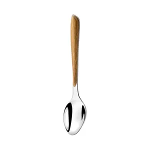 Cuchara para postre de acero inoxidable y mango de madera, Eclat.