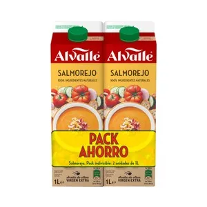 ALVALLE Salmorejo tradicional elaborado con ingredientes 100% naturales ALVALLE 2 x 1 l.