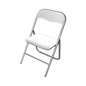 Silla plegable de metal de color blanco con tubo de 22 milímetros, DECORACIÓN.