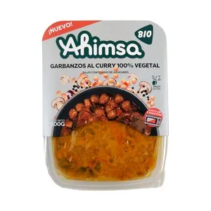 AHIMSA Bio Garbanzos al curry (100% vegetal), listos para calentar y comer 300 g.