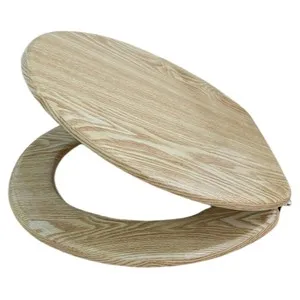 Asiento para WC, con bisagras de metal color roble, ACTUEL.