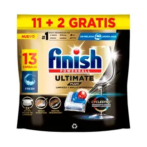 FINISH Ultimate plus Cápsulas para lavavajillas, para una limpieza y brillo intensivos 13 uds, 158.6 g.