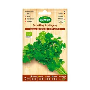 Semillas ecológicas para sembrar perejil de la variedad hoja grande HA-HUERTO Y JARDIN 3.75 gramos.