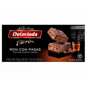 DELAVIUDA Turrón praliné de ron con pasas 200 g.
