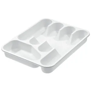 Bandeja de plástico color blanco, con 5 compartimentos PRODUCTO ECONÓMICO ALCAMPO.