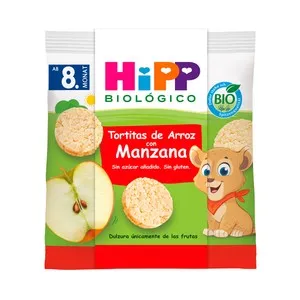 HIPP Biológico Tortitas de arroz con manzana ecológicas, a paritr de 8 meses 30 g.