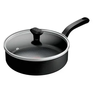 Cacerola de aluminio con tapa de vidrio e interior antiadherente 24 cm. Vitro TEFAL