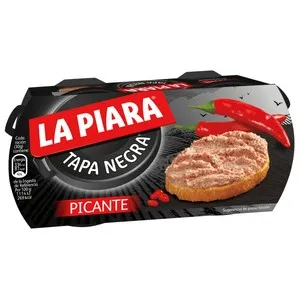 LA PIARA Paté de hígado de cerdo picante LA PIARA Tapa Negra 2 ud x 73 g.