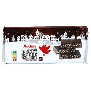 PRODUCTO ALCAMPO Turrón de chocolate negro crujiente 250 g.