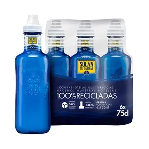 SOLAN DE CABRAS Agua mineral, tapón sport botella de 75 cl. pack de 6 uds.