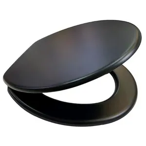 Asiento para WC, con tapa de plástico de color negro ACTUEL.