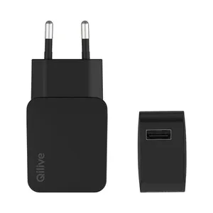 Cargador de casa QILIVE 600183047 , color negro, entrada USB tipo A, 12W.