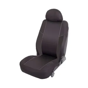 Funda para asiento delantero de automóvil, de talla única y fabricada en poliester en tonos negros con las costuras en blanco ROLMOVIL.