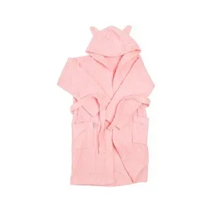 Albornoz infantil 100 % de algodón rizo talla 3-4 con capucha de orejas color rosa. JOSE ALBERO PUERTO, S.L.