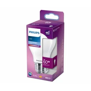 Bombilla Led E27, 7W=60W, luz fría 6500K, 806lm, PHILIPS.