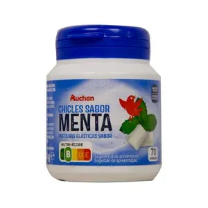 PRODUCTO ALCAMPO Chicles sabor a menta sin azúcar 70 grageas 400 g.