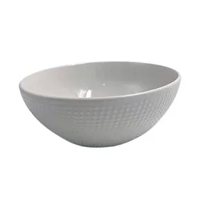 Ensaladera de porcelana, color blanco con puntos, ALCAMPO.