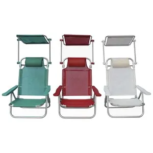 Silla de playa plegable con cojín y toldo 5 posiciones de 53x50x46cm, IMPORT.