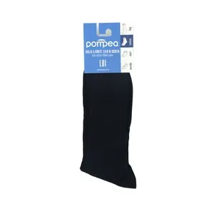 Calcetines canalé hilo de escocia para hombre, 100% algodón, POMPEA, talla 39/41, azul marino.