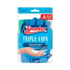 SPONTEX Guantes de látex y algodón triple capa talla grande 8-8 1/2 SPONTEX 1 par