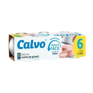 CALVO Atún claro en aceite de girasol lata de 52 g. pack de 6 uds.